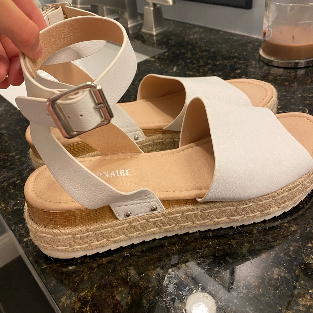 white platform sandals